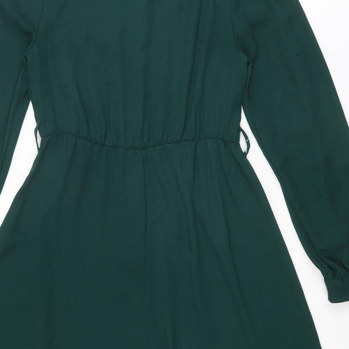 New Look Womens Green Polyester Shirt Dress Size 10 Collared Button