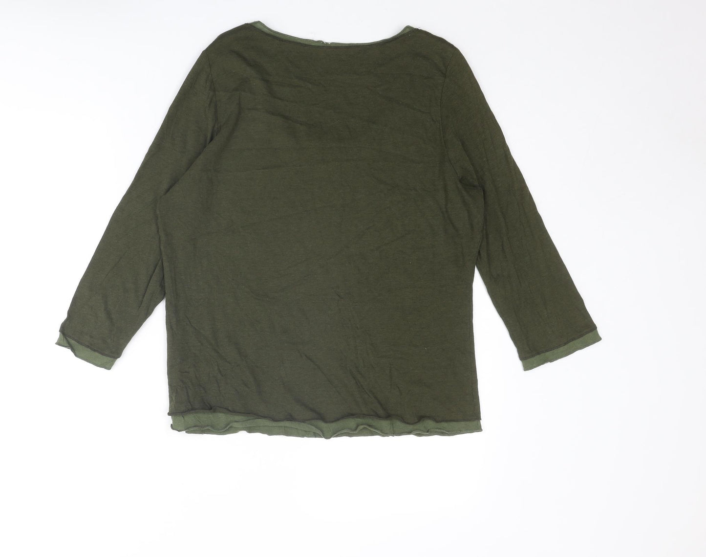 Per Una Womens Green Cotton Basic T-Shirt Size 16 Scoop Neck