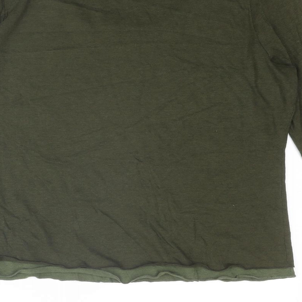 Per Una Womens Green Cotton Basic T-Shirt Size 16 Scoop Neck