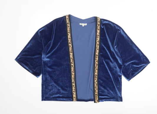 JS Millenium Womens Blue Polyester Kimono Blouse Size S V-Neck - Size S-M