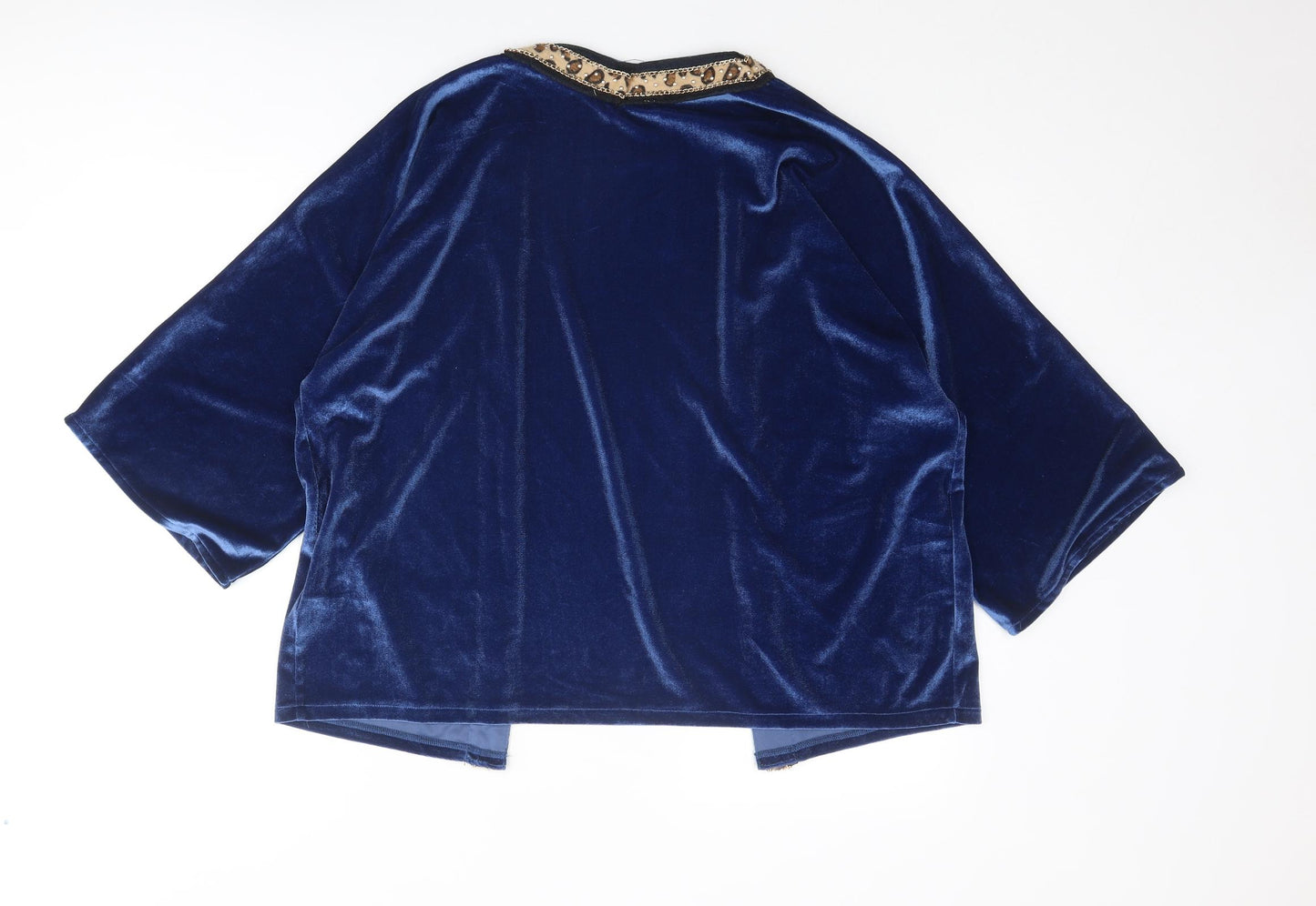 JS Millenium Womens Blue Polyester Kimono Blouse Size S V-Neck - Size S-M