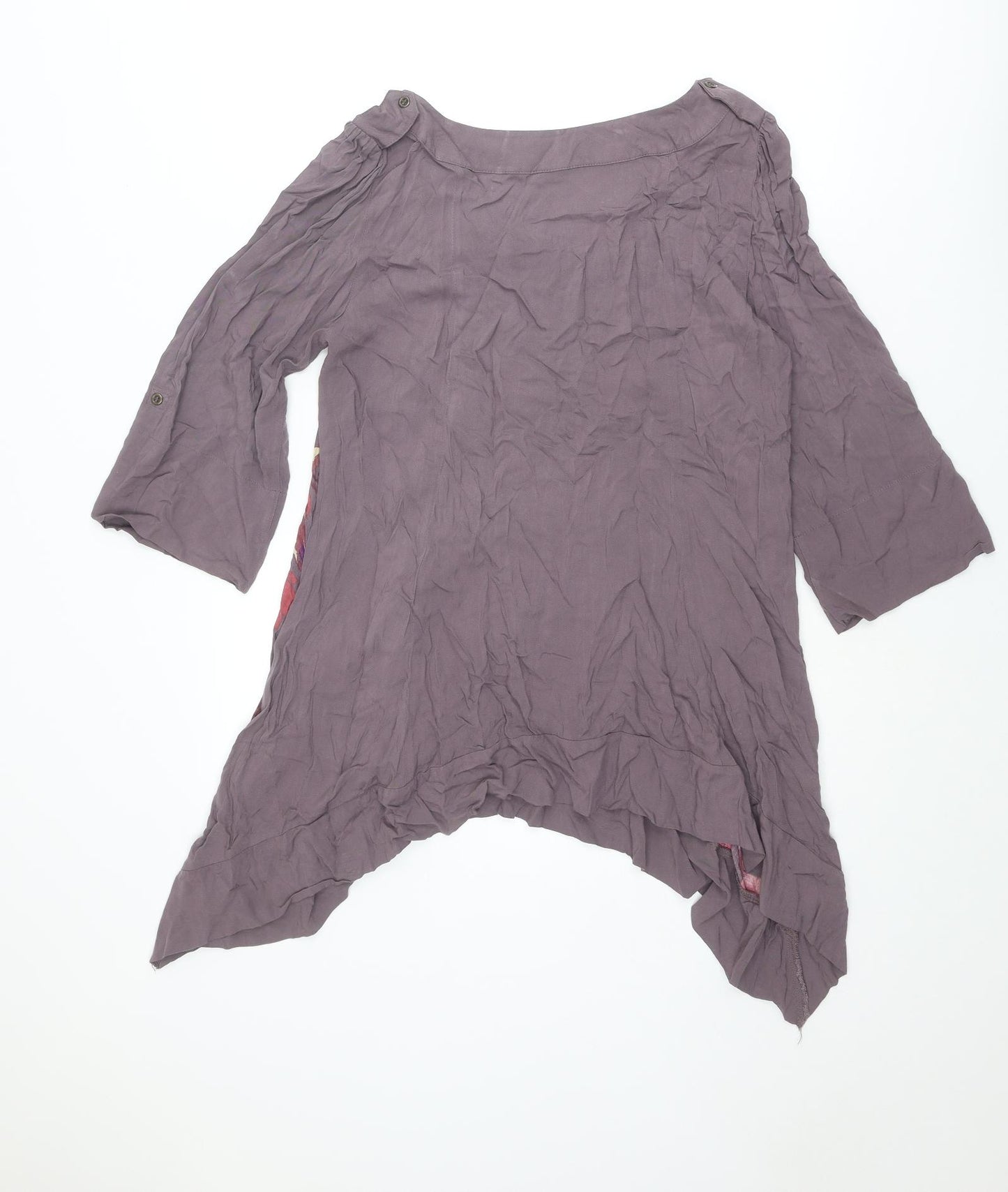 Per Una Womens Purple Floral Viscose Tunic Blouse Size 14 Scoop Neck