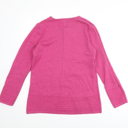 Marble Womens Pink Round Neck Cotton Pullover Jumper Size 14