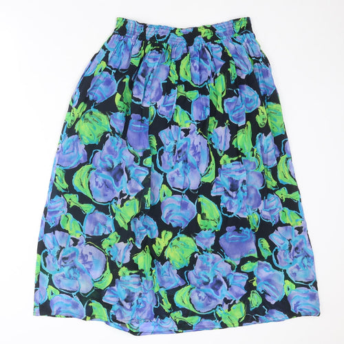 Jaeger Womens Multicoloured Floral Cotton A-Line Skirt Size 16