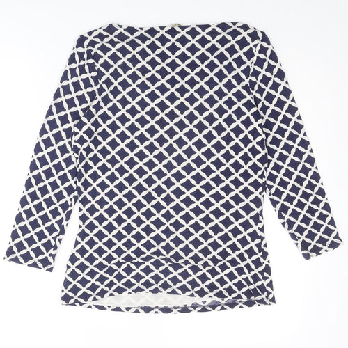 Boden Womens Blue Geometric Lyocell Basic Blouse Size 10 Collared