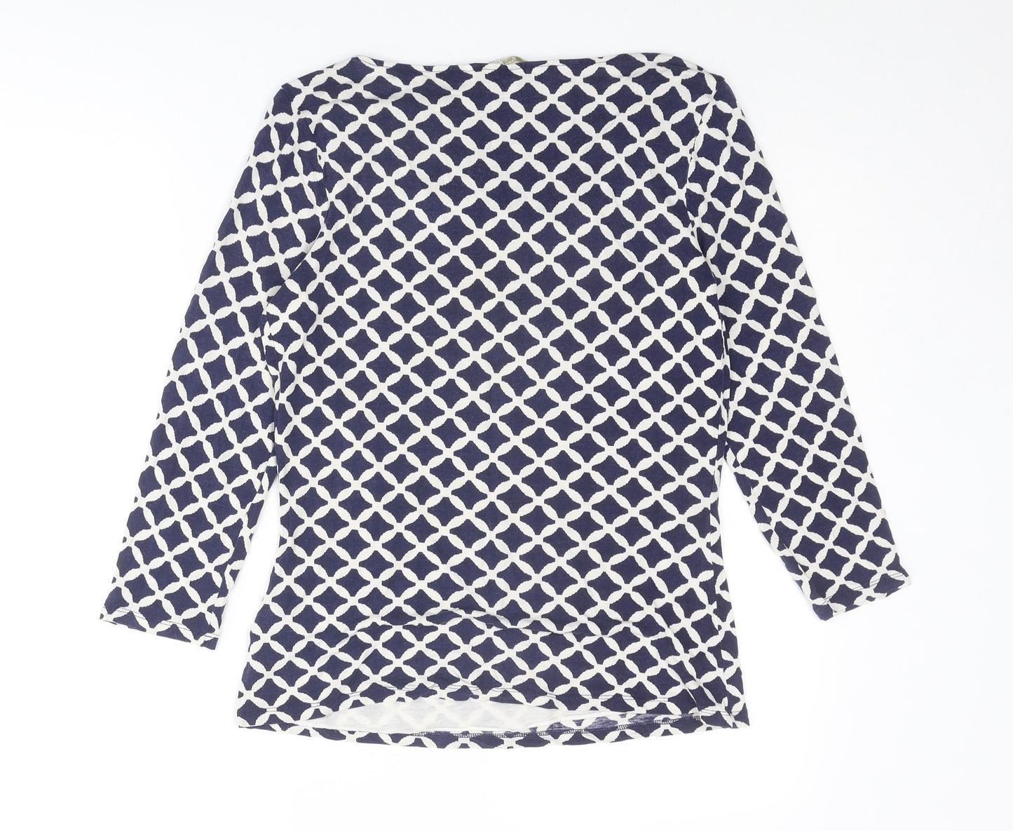Boden Womens Blue Geometric Lyocell Basic Blouse Size 10 Collared
