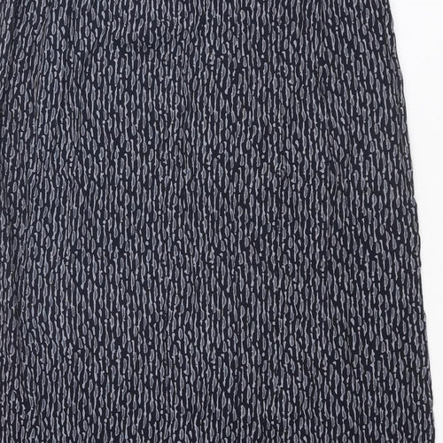 St Michael Womens Blue Geometric Viscose Wrap Skirt Size 16 Button