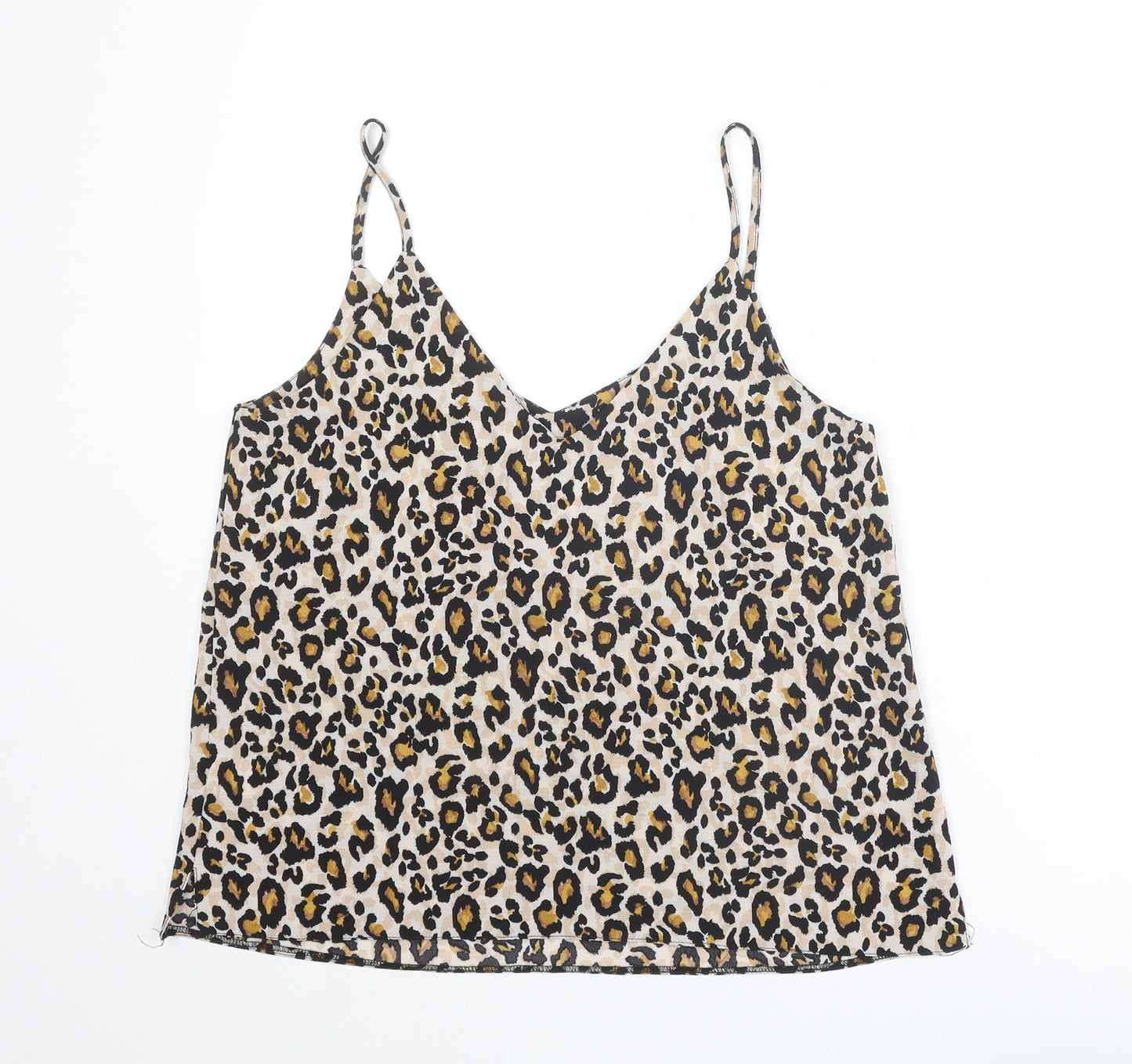 New Look Womens Beige Animal Print Polyester Camisole Tank Size 12 V-Neck - Leopard Print