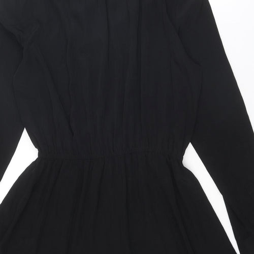 NEXT Womens Black Polyester Shirt Dress Size 14 Collared Button