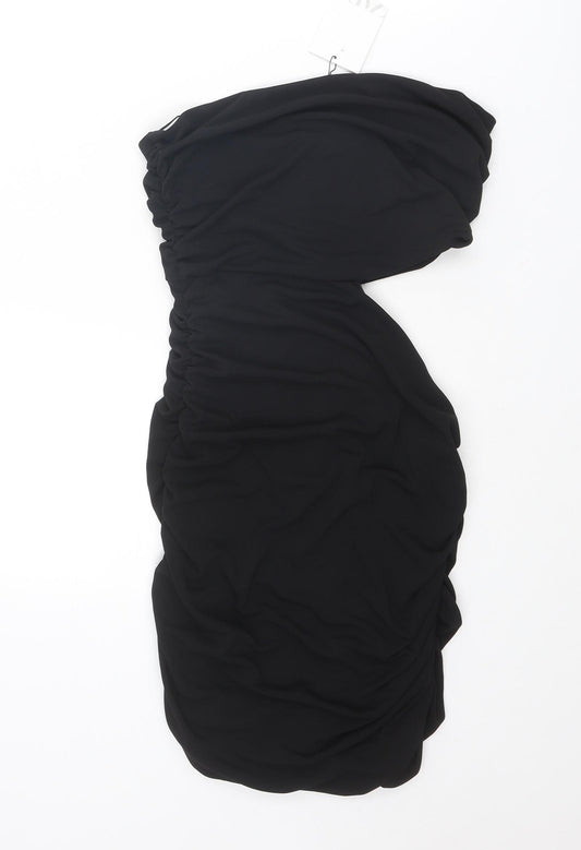Zara Womens Black Polyester Mini Size M Square Neck Zip - Strapless