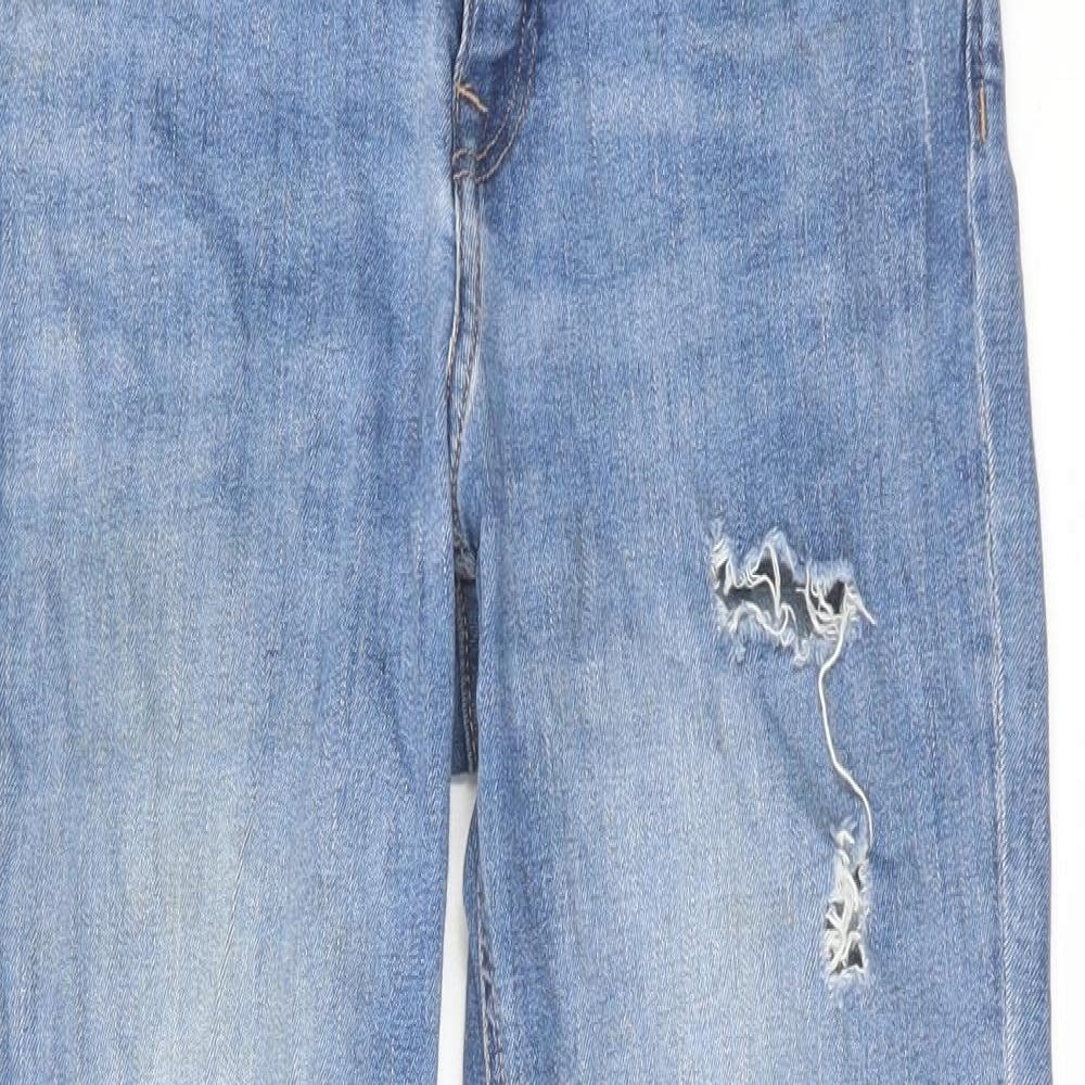 H&M Womens Blue Cotton Straight Jeans Size 30 in L27 in Regular Zip