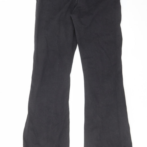 Topshop Womens Black Cotton Flared Jeans Size 30 in L32 in Regular Zip