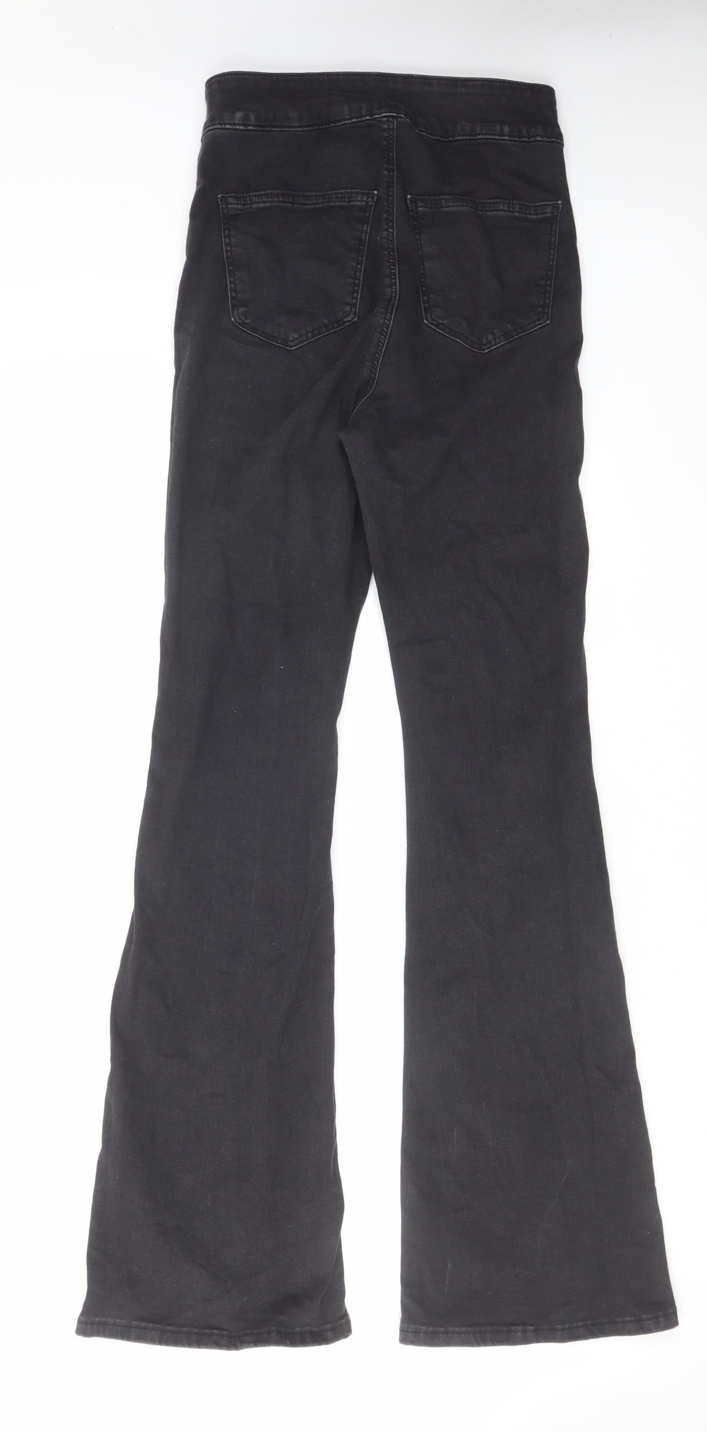 Topshop Womens Black Cotton Flared Jeans Size 30 in L32 in Regular Zip