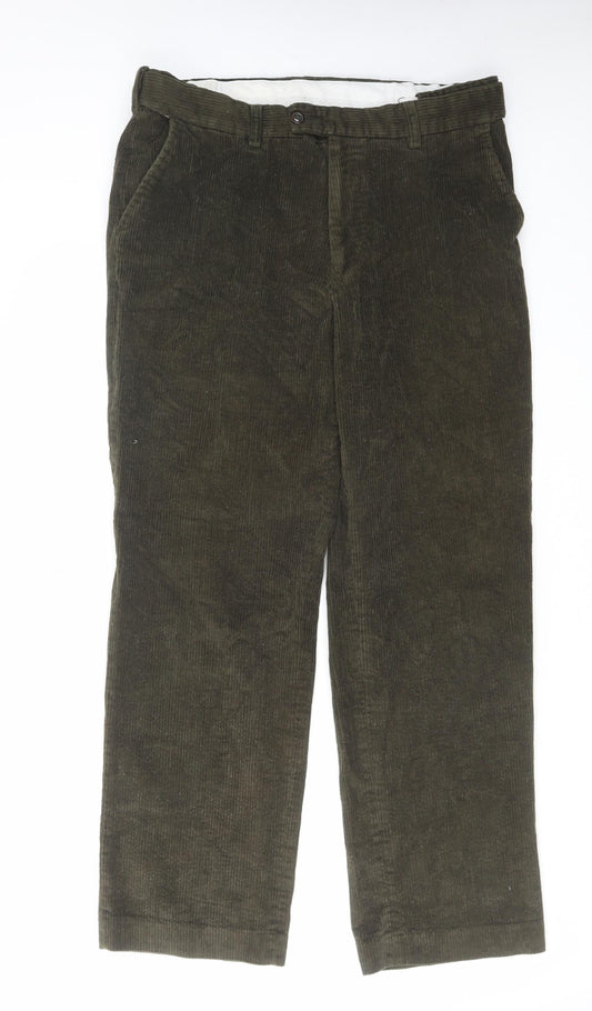 Skopes Mens Green Cotton Trousers Size 36 in L30 in Regular Zip