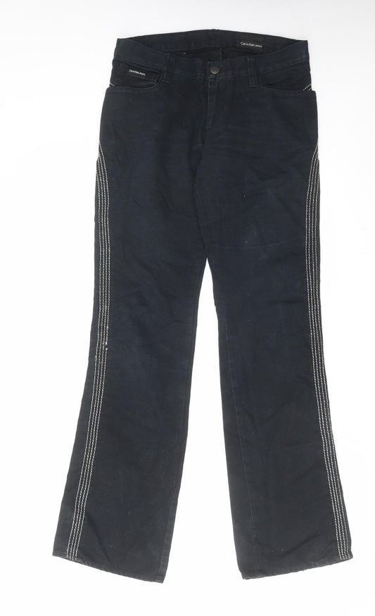 Calvin Klein Mens Black Cotton Bootcut Jeans Size 28 in L33 in Regular Zip