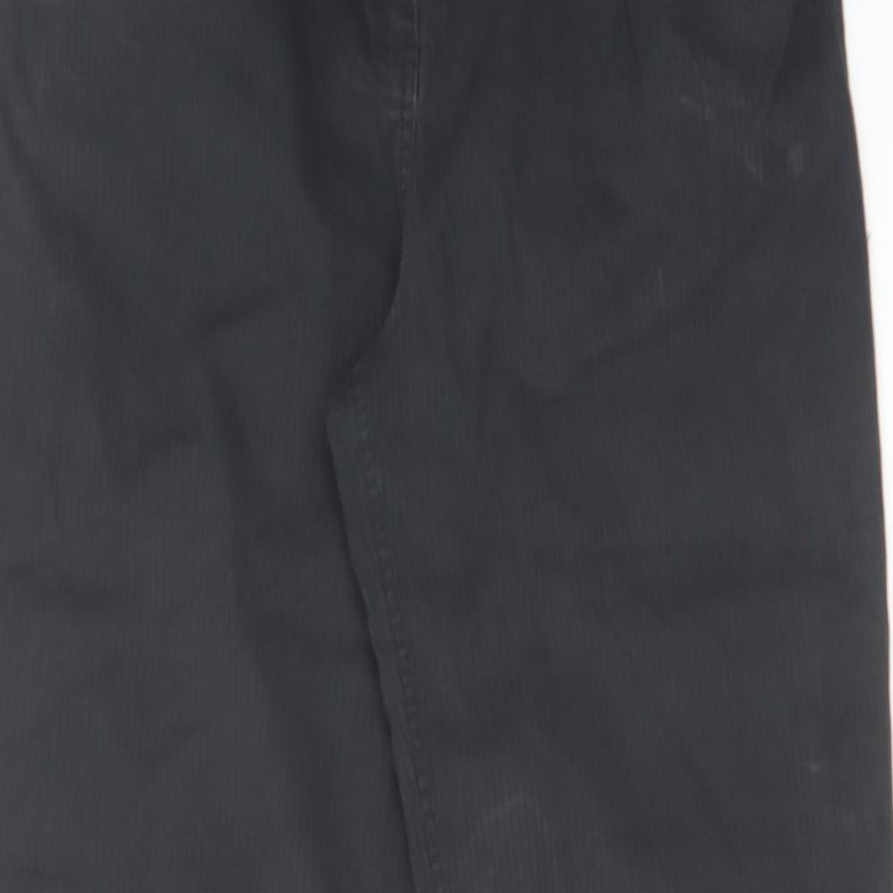 Per Una Womens Black Striped Cotton Wide-Leg Jeans Size 14 L32 in Regular Zip