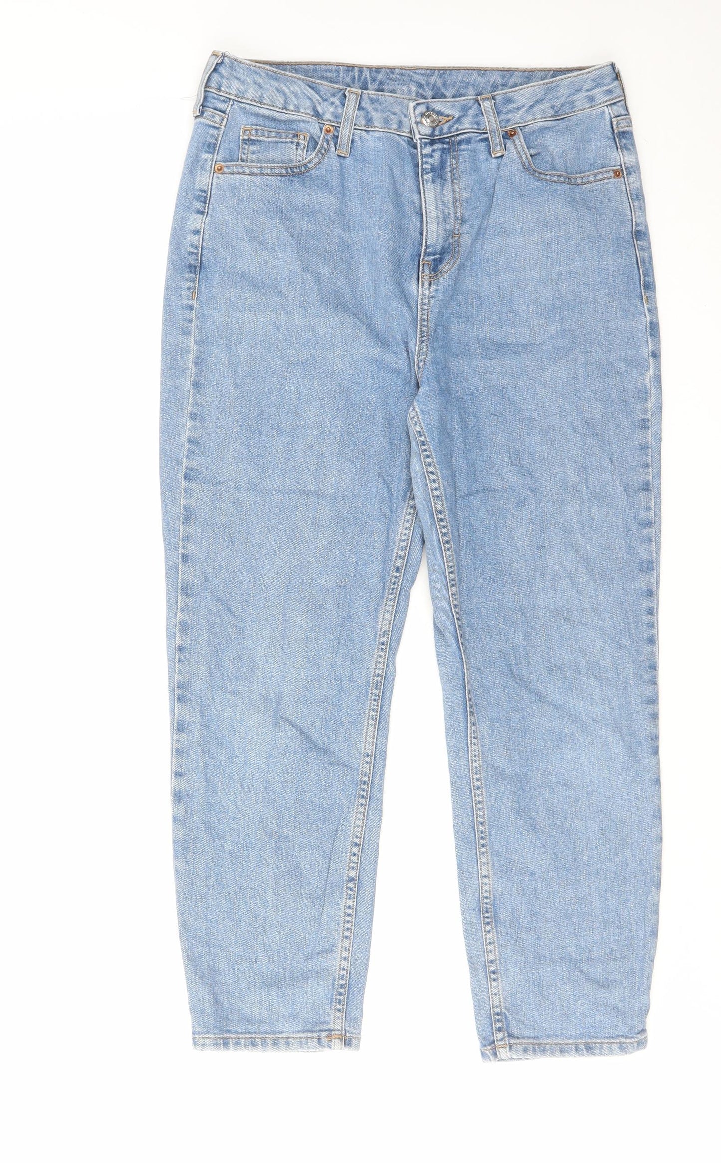 Topshop Womens Blue Cotton Tapered Jeans Size 30 in L28 in Regular Zip