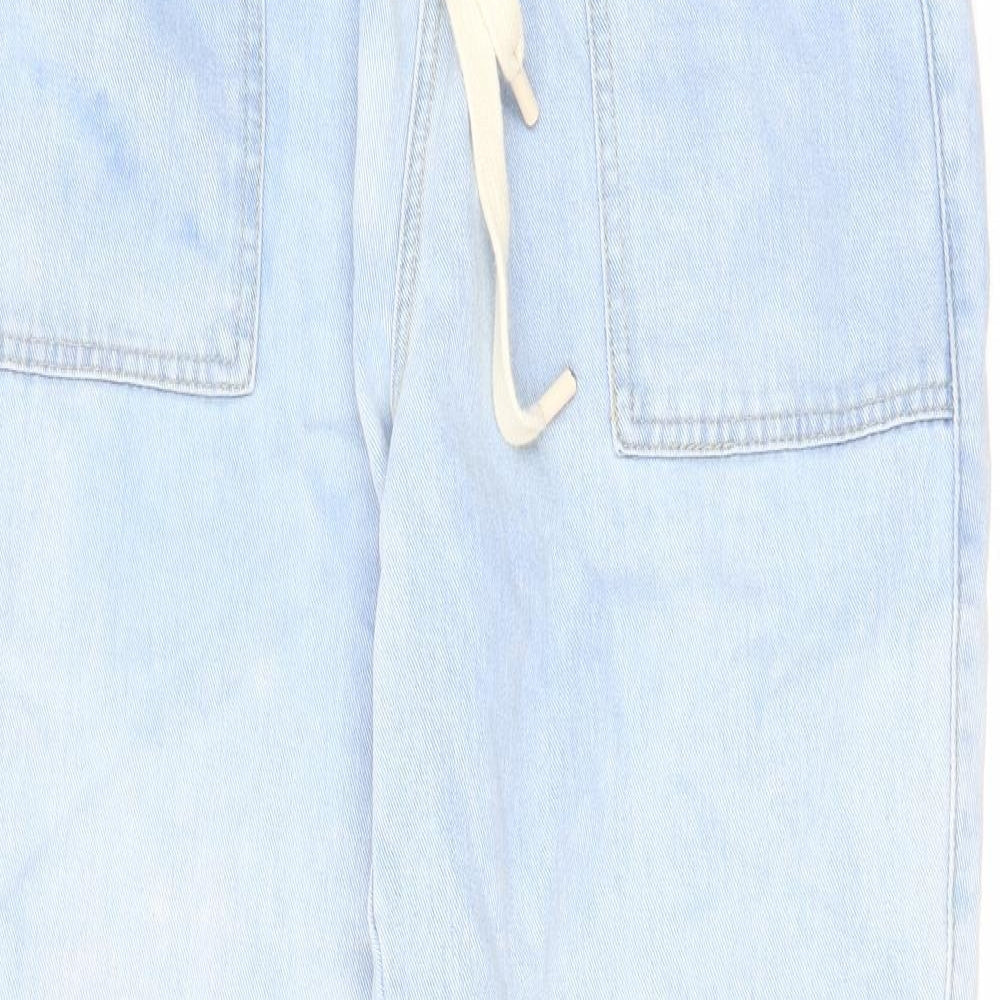 TU Womens Blue Cotton Mom Jeans Size 14 L28 in Relaxed Drawstring