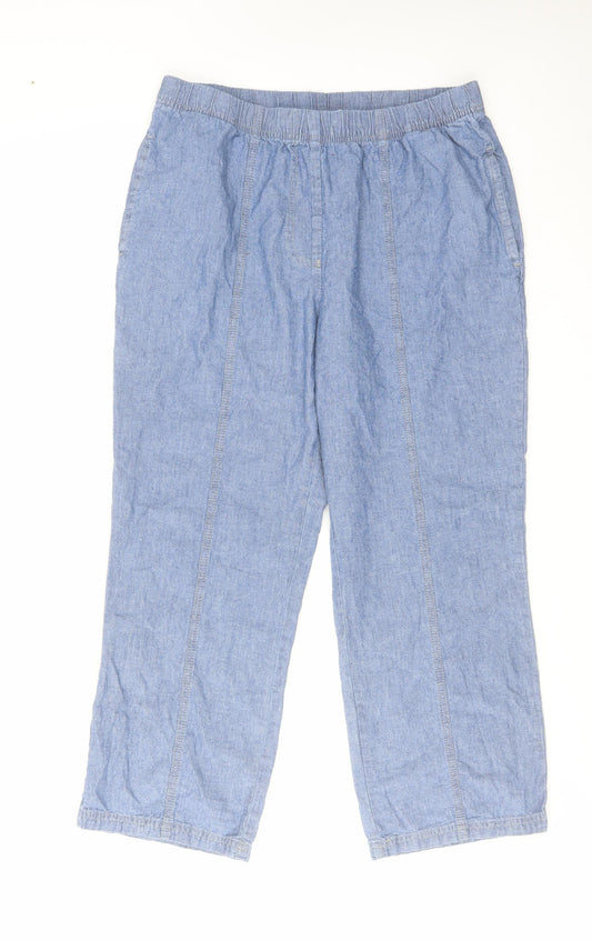 Damart Womens Blue Cotton Straight Jeans Size 14 L24 in Regular