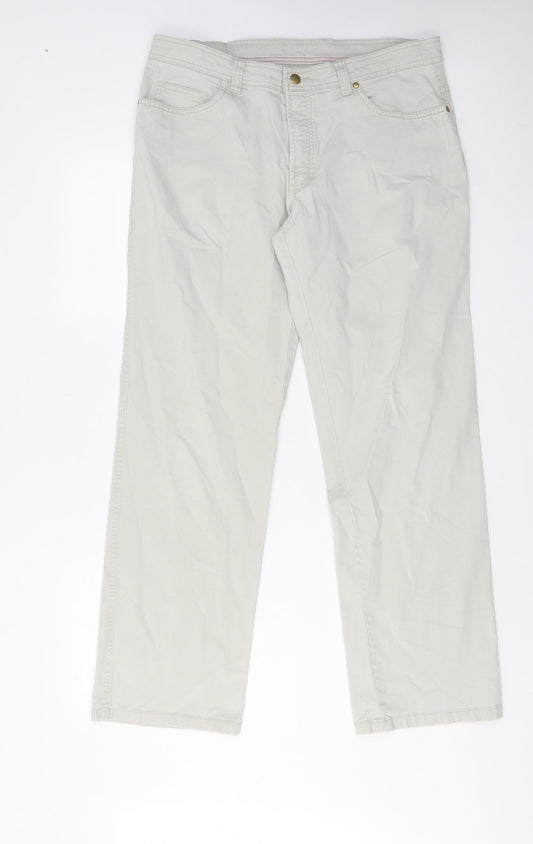 John Lewis Mens Beige Cotton Straight Jeans Size 36 in L31 in Regular Zip