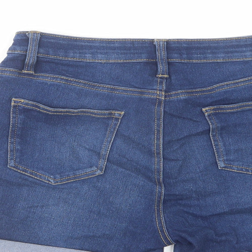 Denim & Co. Womens Blue Cotton Mom Shorts Size 12 L3 in Regular Zip
