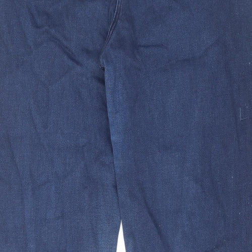Marks and Spencer Womens Blue Cotton Straight Jeans Size 16 L27 in Regular Zip