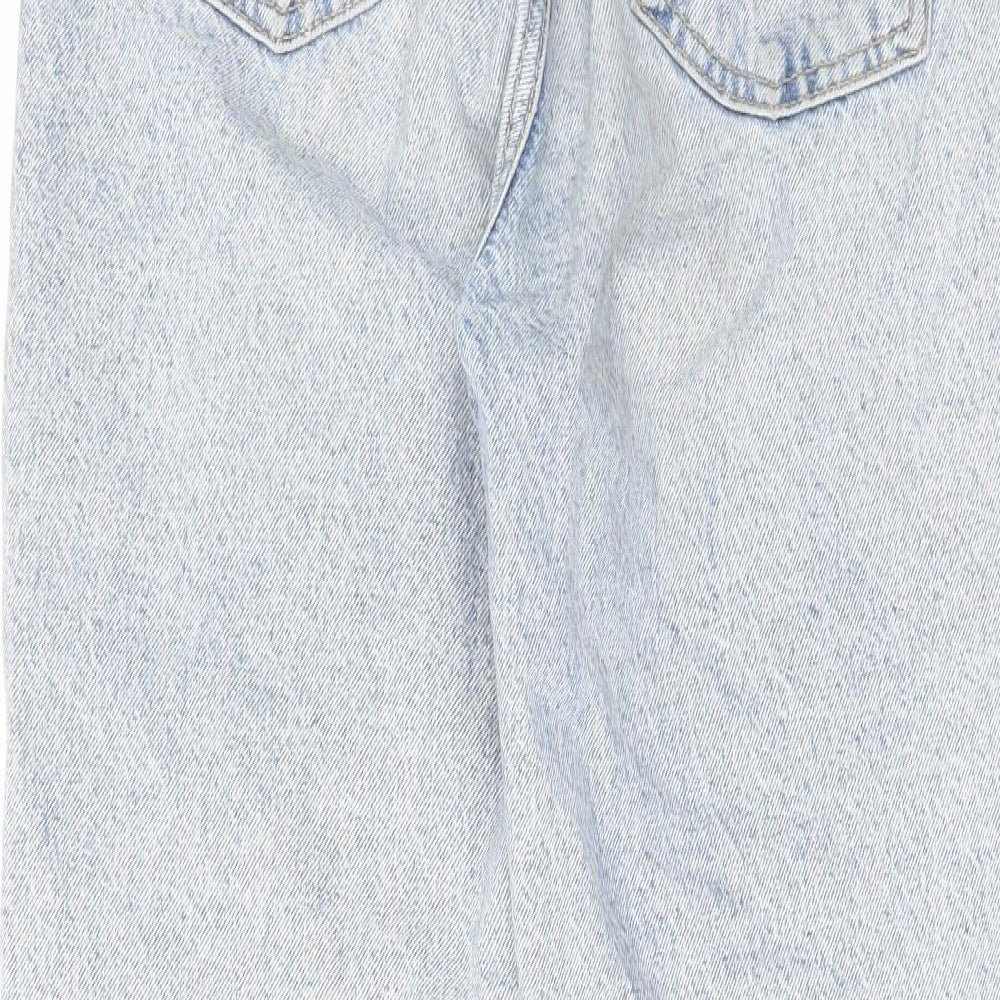 Zara Womens Blue Cotton Boyfriend Jeans Size 8 L27 in Regular Zip