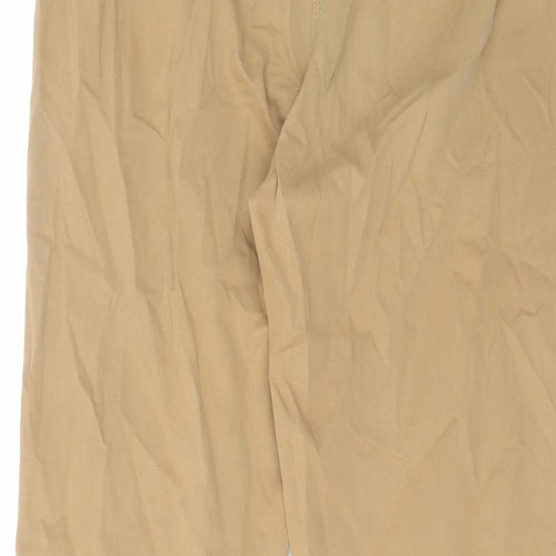 Marks and Spencer Womens Brown Cotton Trousers Size 12 L25 in Regular Zip
