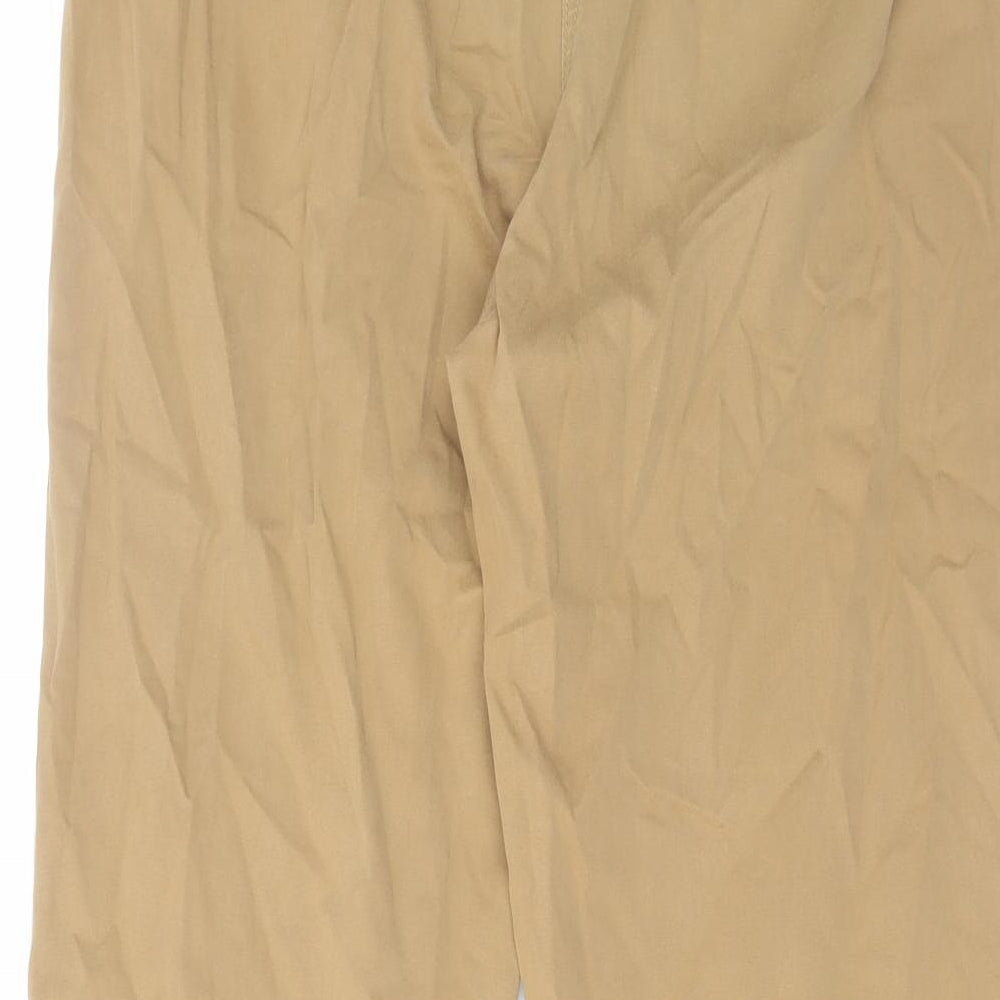 Marks and Spencer Womens Brown Cotton Trousers Size 12 L25 in Regular Zip