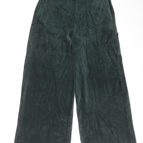 Marks and Spencer Womens Green Cotton Trousers Size 10 L27 in Regular