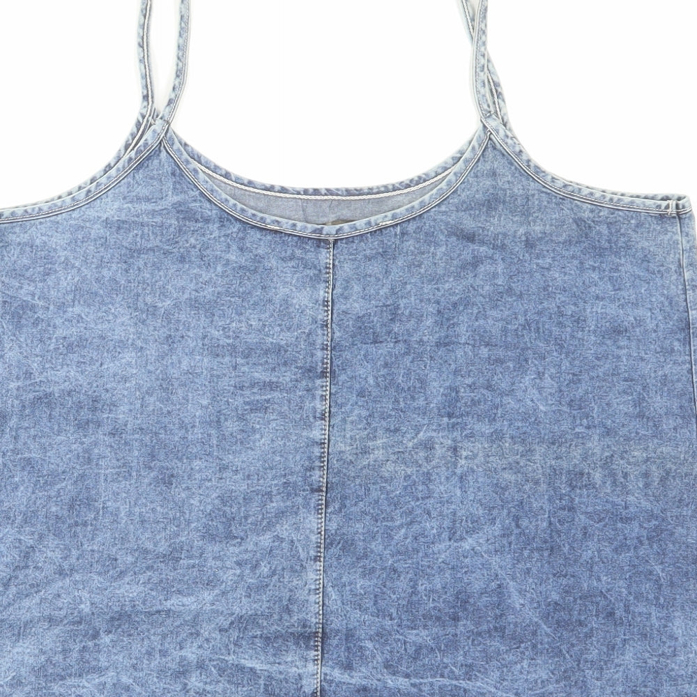 Denim & Co. Womens Blue Cotton Camisole Tank Size 12 Scoop Neck