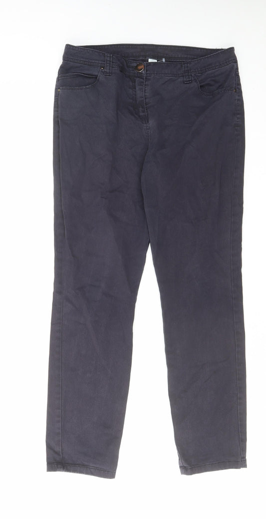 Wallis Womens Blue Cotton Straight Jeans Size 10 L28 in Regular Zip