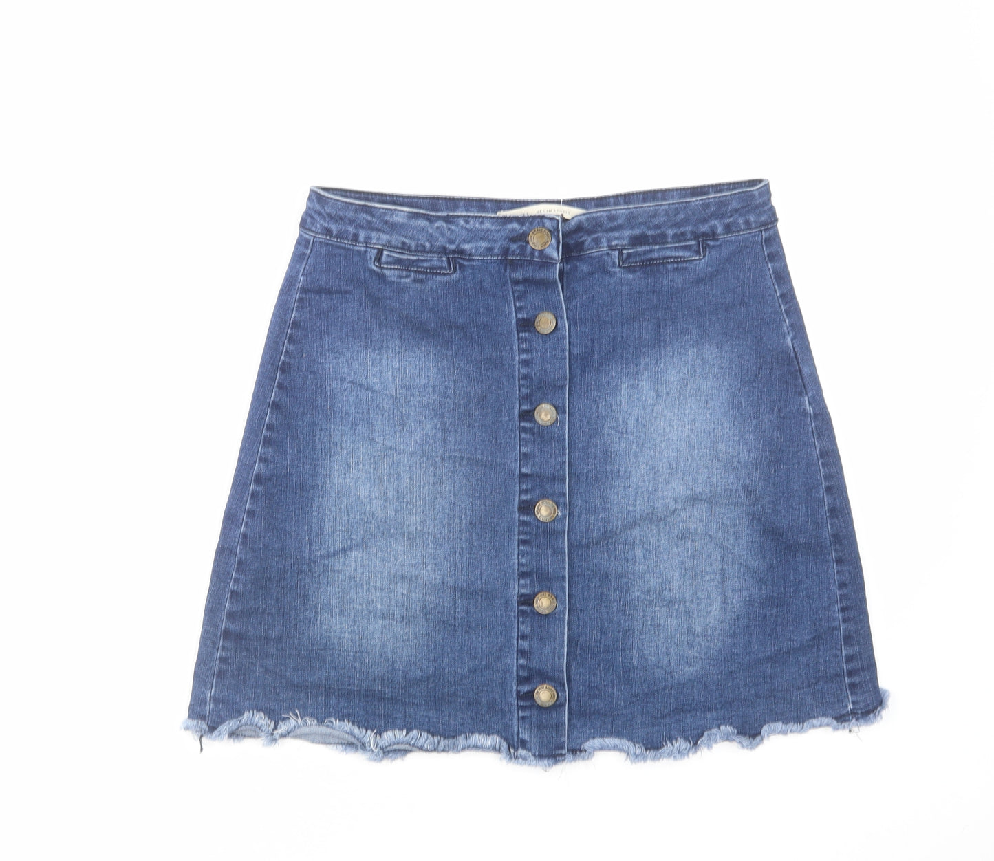 Brave Soul Womens Blue Cotton Mini Skirt Size 12 Button