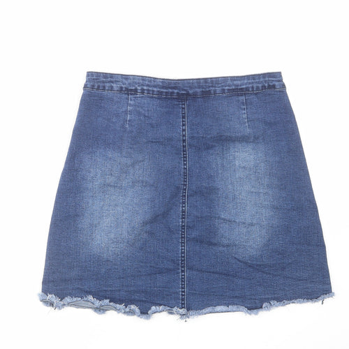 Brave Soul Womens Blue Cotton Mini Skirt Size 12 Button