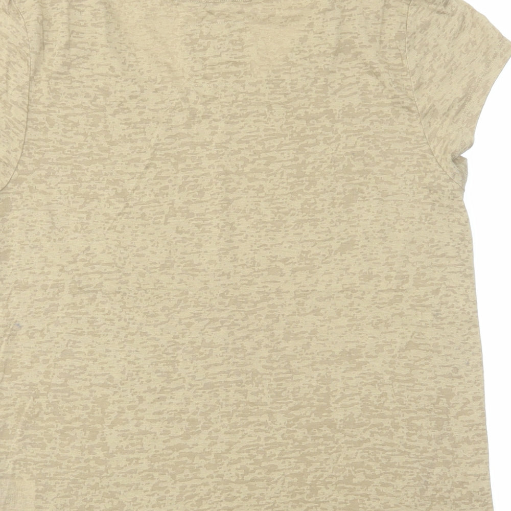 Animal Womens Beige Polyester Basic T-Shirt Size 10 Round Neck