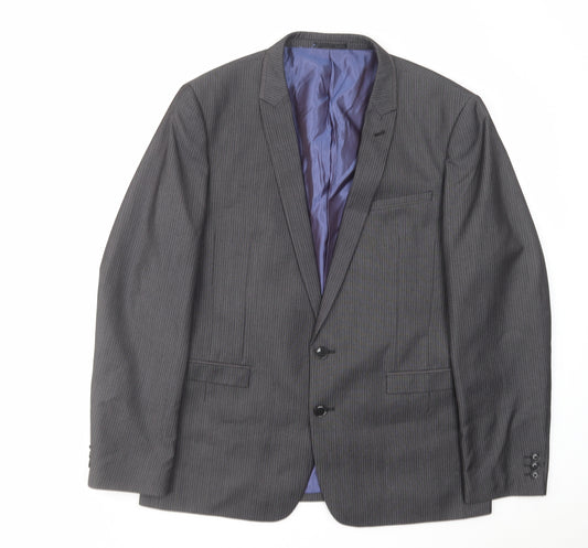 NEXT Mens Grey Striped Polyester Jacket Suit Jacket Size 44 Regular