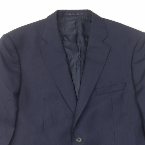 Jaeger Mens Blue Polyester Jacket Suit Jacket Size 42 Regular