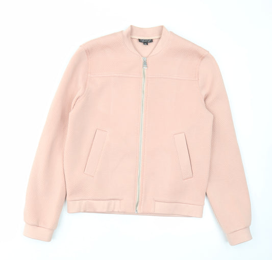 Topshop Womens Pink Herringbone Jacket Size 10 Zip