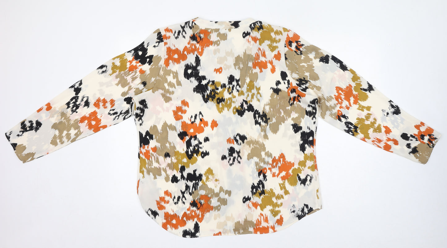 Classic Womens Multicoloured Geometric Polyester Basic Blouse Size 18 V-Neck