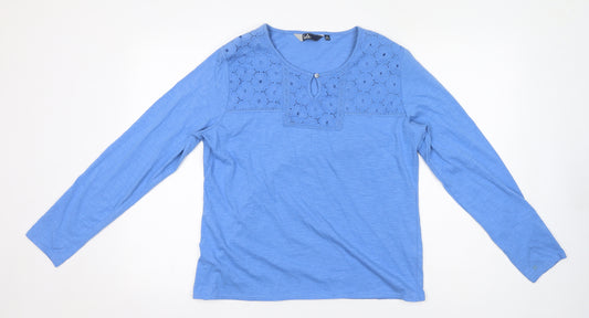 EWM Womens Blue 100% Cotton Basic T-Shirt Size 14 Round Neck - Size 14-16
