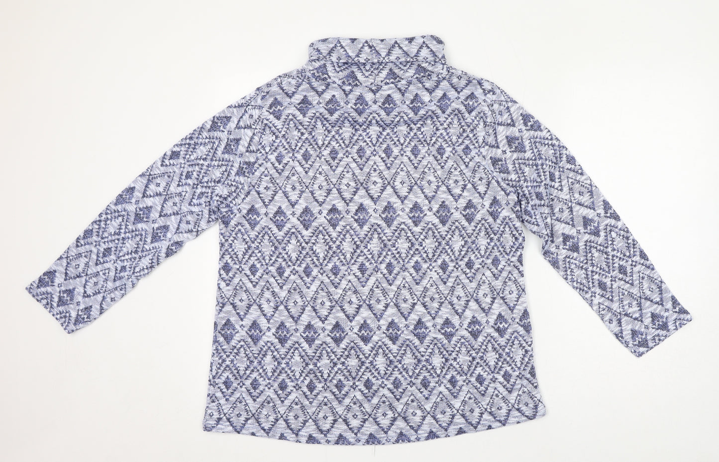 EWM Womens Blue High Neck Geometric Polyester Pullover Jumper Size 14 - Size 14-16