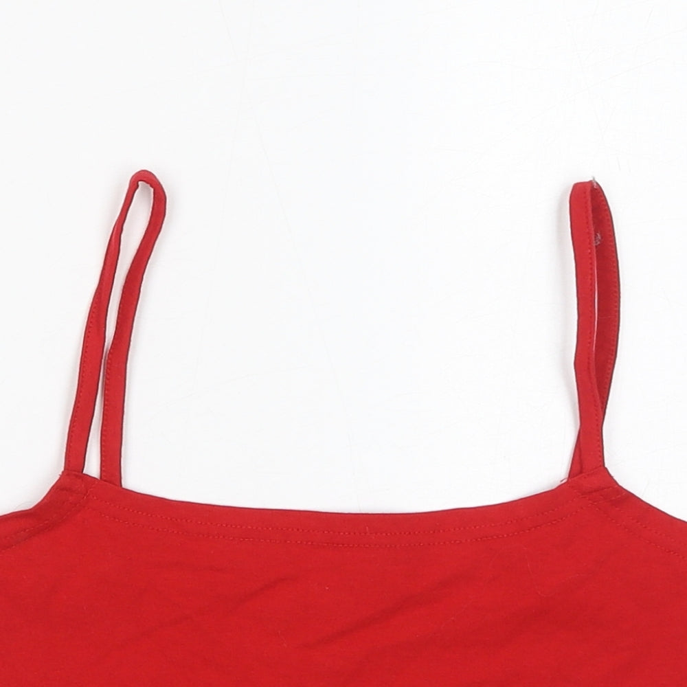 Divided Womens Red Cotton Cropped Tank Size M Scoop Neck
