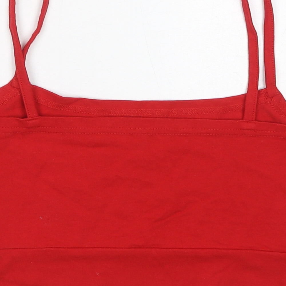 Divided Womens Red Cotton Cropped Tank Size M Scoop Neck