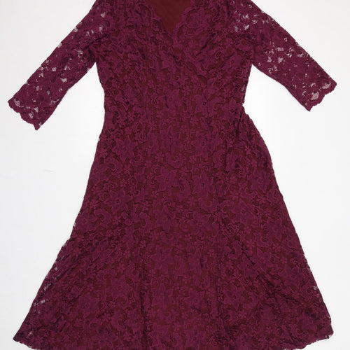 Per Una Womens Purple Polyimide A-Line Size 16 V-Neck Pullover