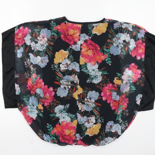 Select Womens Black Floral Polyester Basic Blouse Size 6 Round Neck