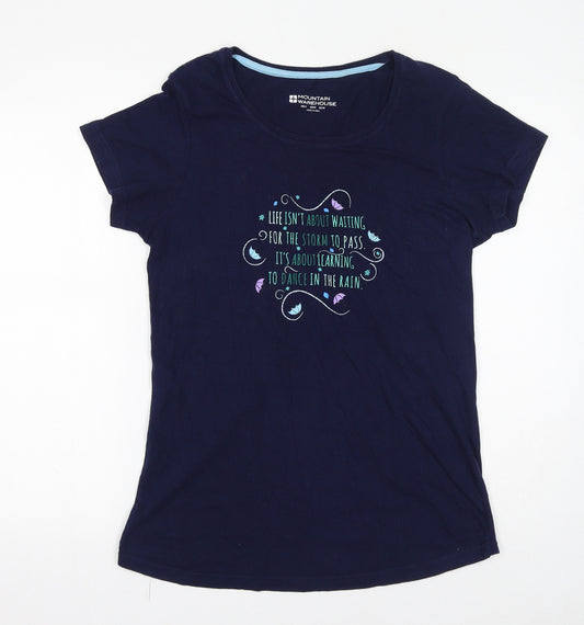 Mountain Warehouse Womens Blue Polyester Basic T-Shirt Size 14 Round Neck