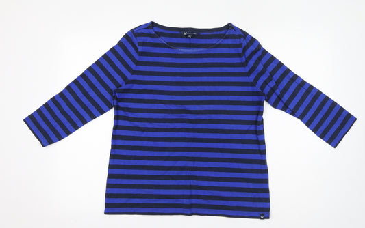 Crew Clothing Womens Blue Striped 100% Cotton Basic T-Shirt Size 12 Boat Neck