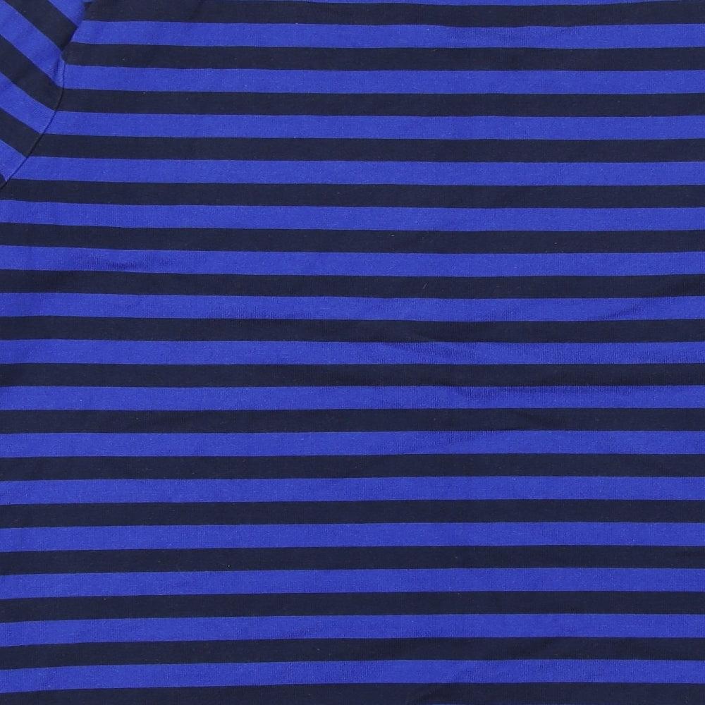 Crew Clothing Womens Blue Striped 100% Cotton Basic T-Shirt Size 12 Boat Neck