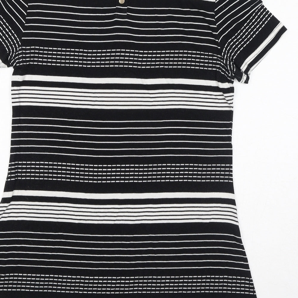 Dorothy Perkins Womens Black Striped Viscose Mini Size 12 Round Neck Pullover