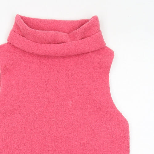 French Connection Womens Pink Roll Neck Acrylic Vest Jumper Size L